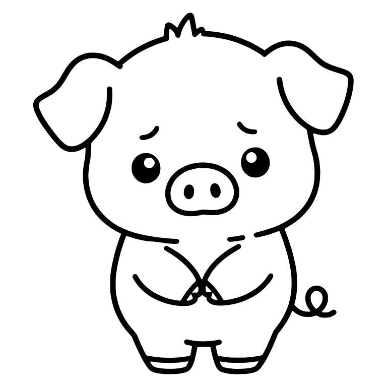 Shy Piglet Standing With Clasped Hands — free animal SVG cut file