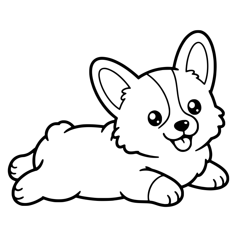 Splooting Corgi Puppy Lying Side View With Head Up — free animal SVG cut file