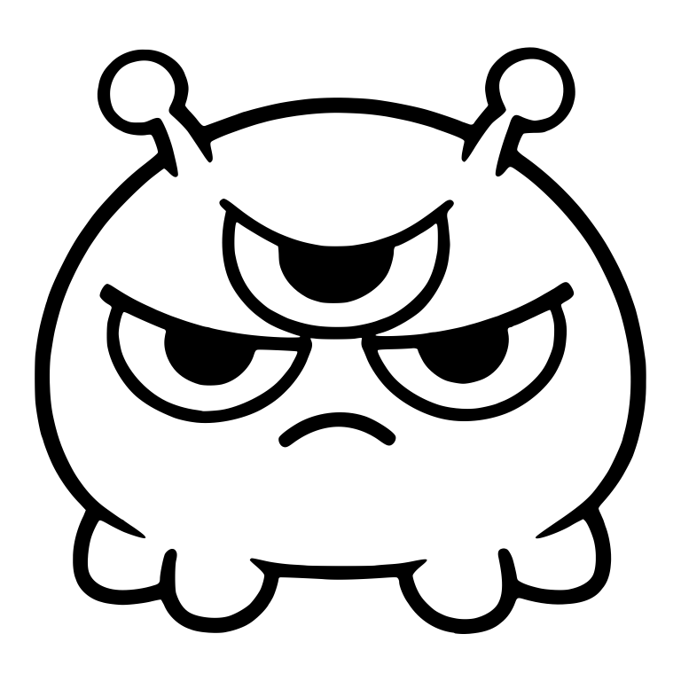 Squat Three-Eyed Grumpy Alien Blob With Two Antennae — free fantasy-creature SVG cut file