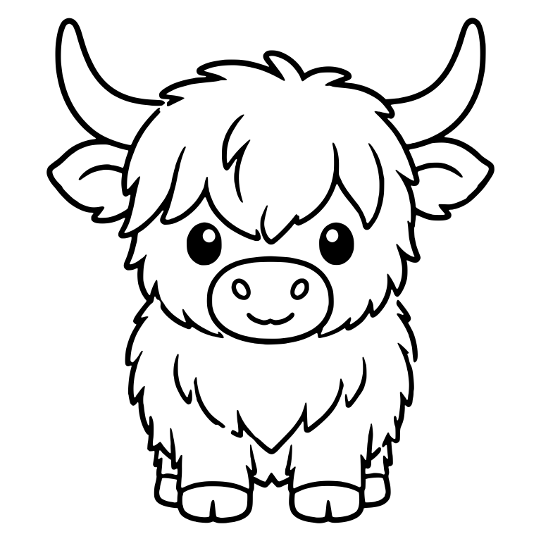 Front-Facing Highland Calf with Shaggy Bangs — free animal SVG cut file