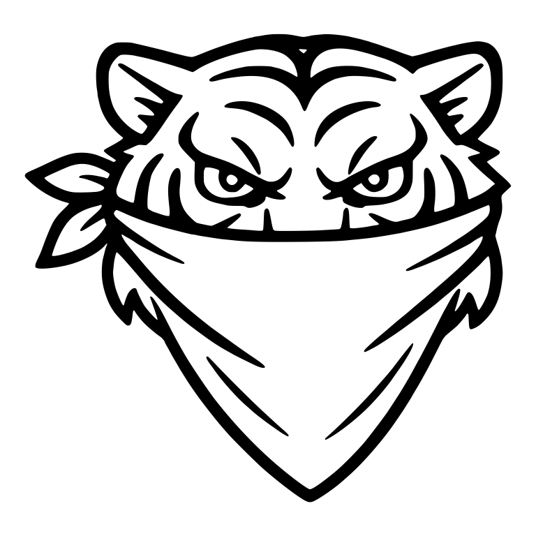 Tiger Head With Knotted Bandana Pulled Over Its Muzzle — free animal SVG cut file