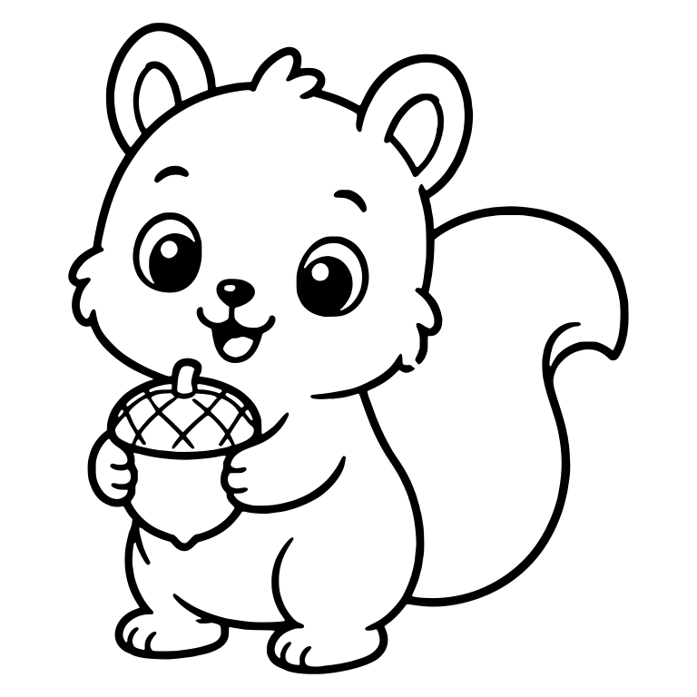 Standing Squirrel Holding an Acorn with Both Paws — free animal SVG cut file