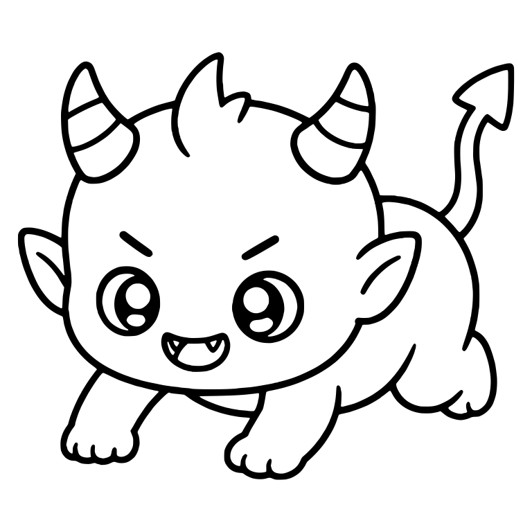 Pouncing Little Devil with Fierce Brows and Fangs — free fantasy-creature SVG cut file