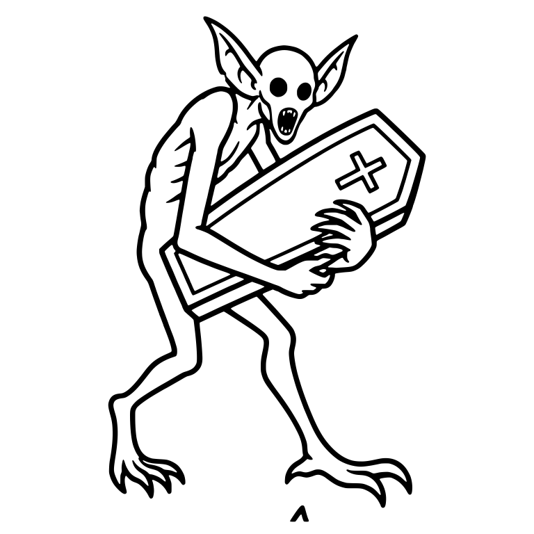 Gaunt Big-Eared Ghoul Hugging a Coffin Under One Arm — free fantasy-creature SVG cut file