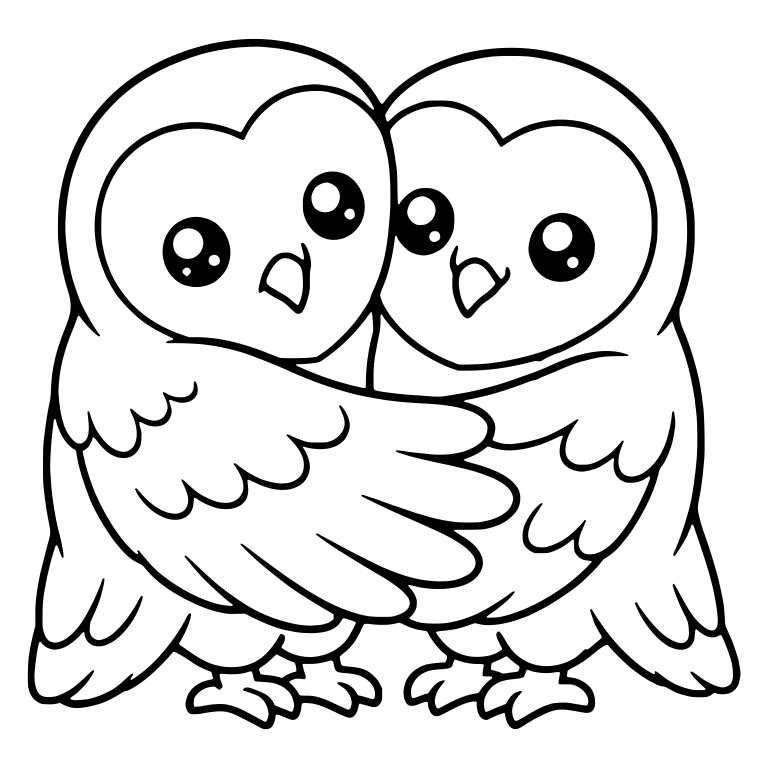 Two Owls Cuddling in a Wing-Wrapped Hug — free animal SVG cut file