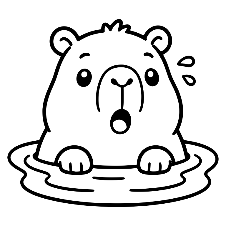 Surprised Capybara Wading in Water With Sweat Drops — free animal SVG cut file