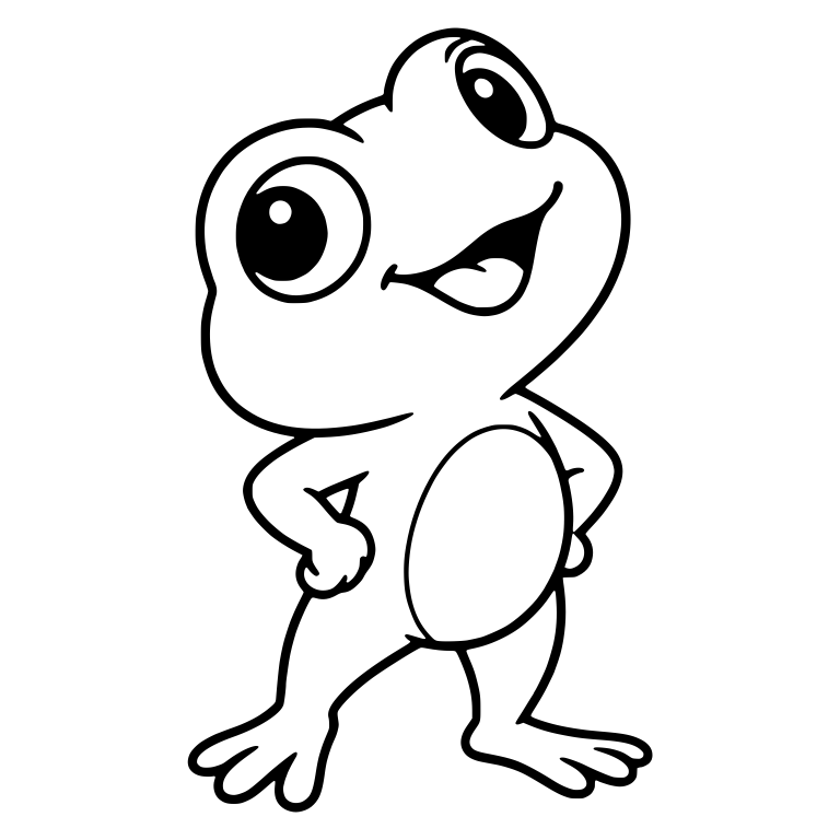 Chibi Frog Standing with Hands on Hips, Head Tilted Up — free animal SVG cut file