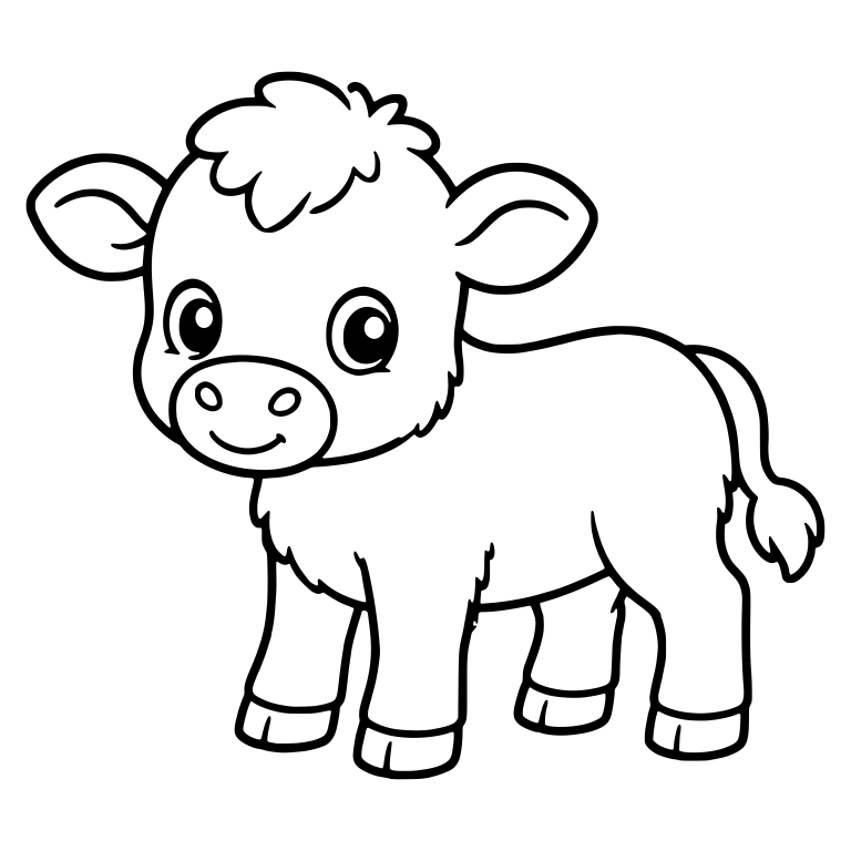 Standing Calf With Fluffy Chest and Tail Tuft — free animal SVG cut file