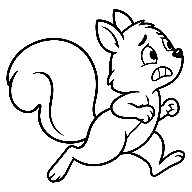 Worried Squirrel Running with Gritted Teeth and Swirl Tail — free animal SVG cut file