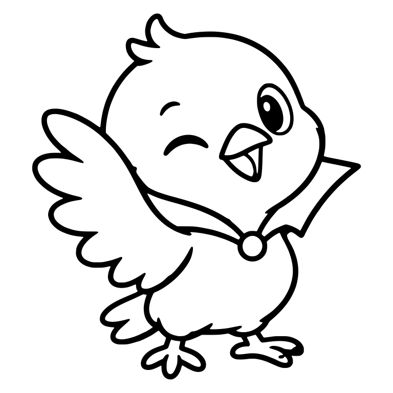 Winking Baby Bird With Raised Wing and Vampire Collar — free animal SVG cut file