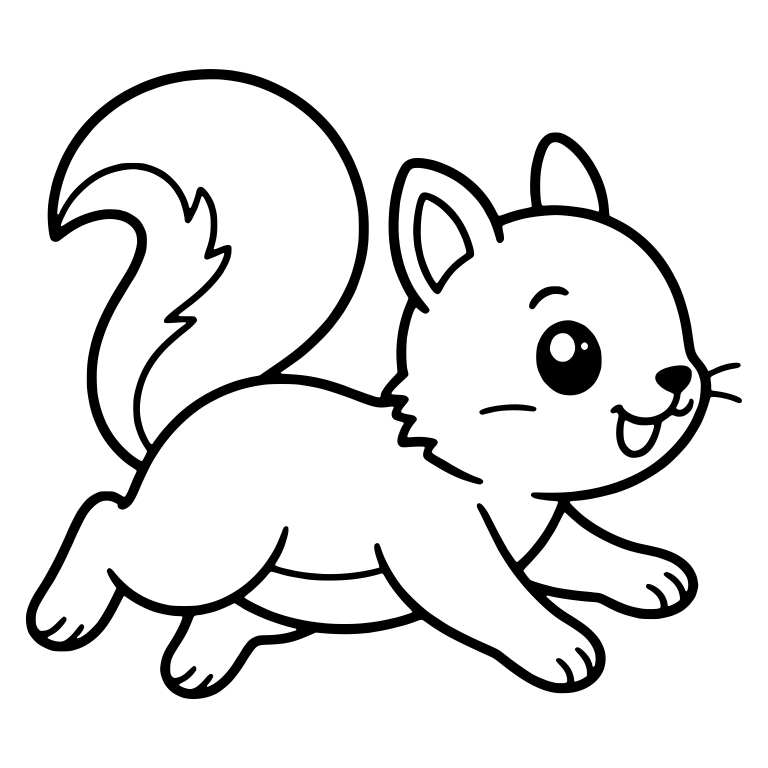 Running Squirrel Facing Right With Curled Tail — free animal SVG cut file