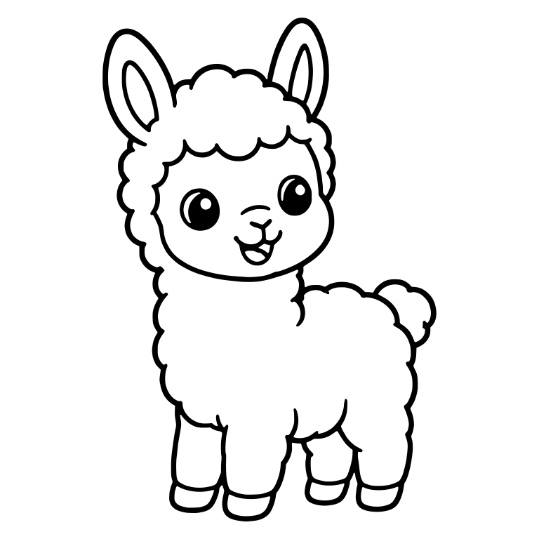 Cheerful Standing Llama With Open Smile and Tail Pom — free animal SVG cut file