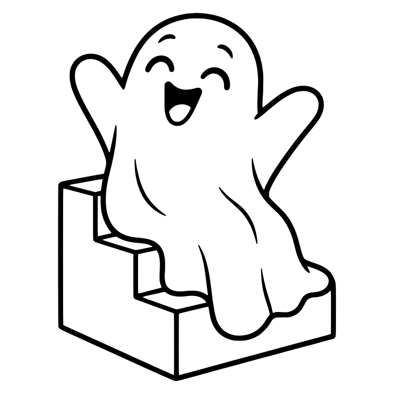 Laughing Ghost on Stairs with Arms Raised — free fantasy-creature SVG cut file