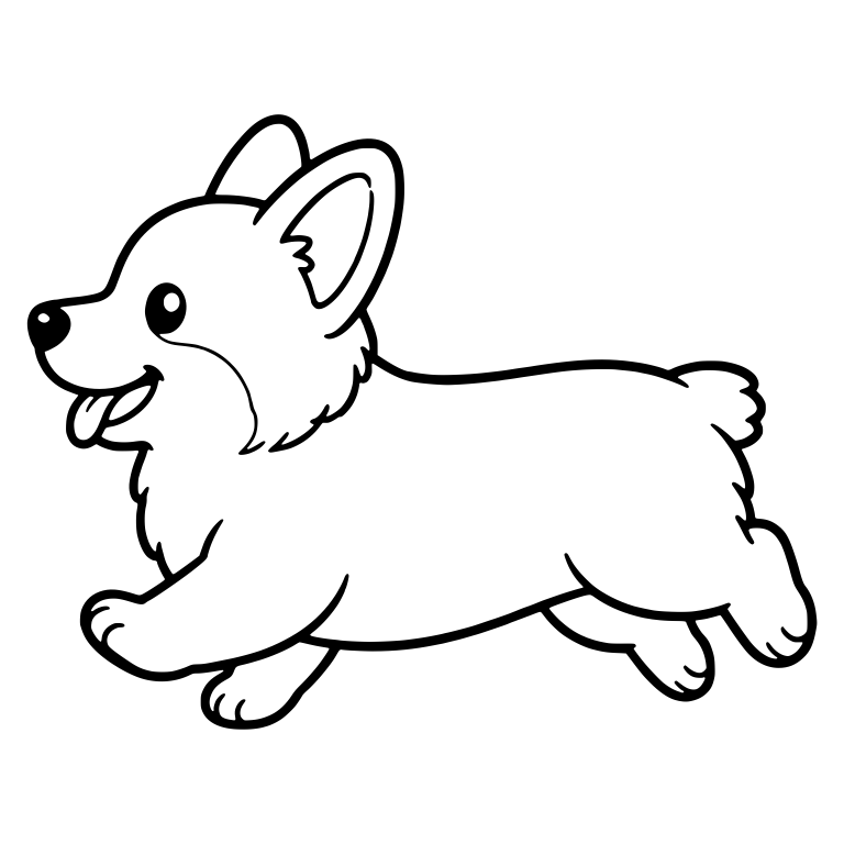 Running Corgi In Mid Leap With Tongue Out — free animal SVG cut file