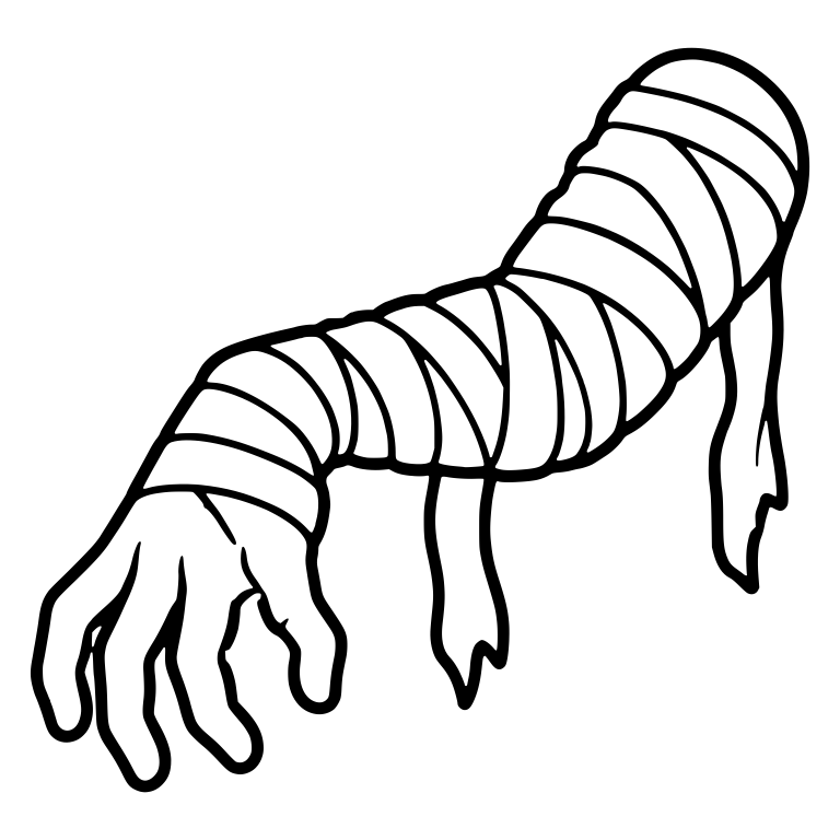 Bandaged Mummy Arm Reaching Down With Spread Fingers — free fantasy-creature SVG cut file
