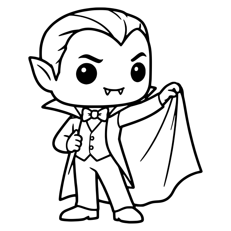Chibi Vampire With Bow Tie Lifting His Cape — free fantasy-creature SVG cut file