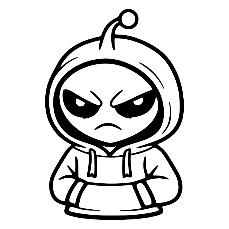 Grumpy Alien in Hoodie With Hood Up — free fantasy-creature SVG cut file