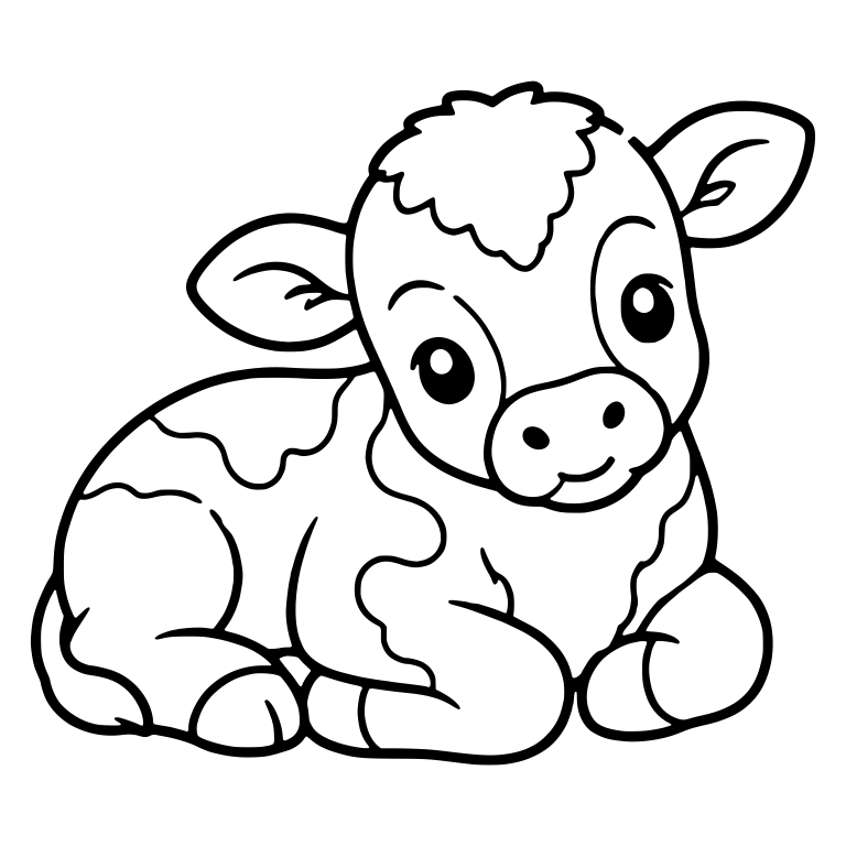 Spotted Calf Lying With Head Turned and Body Patches — free animal SVG cut file