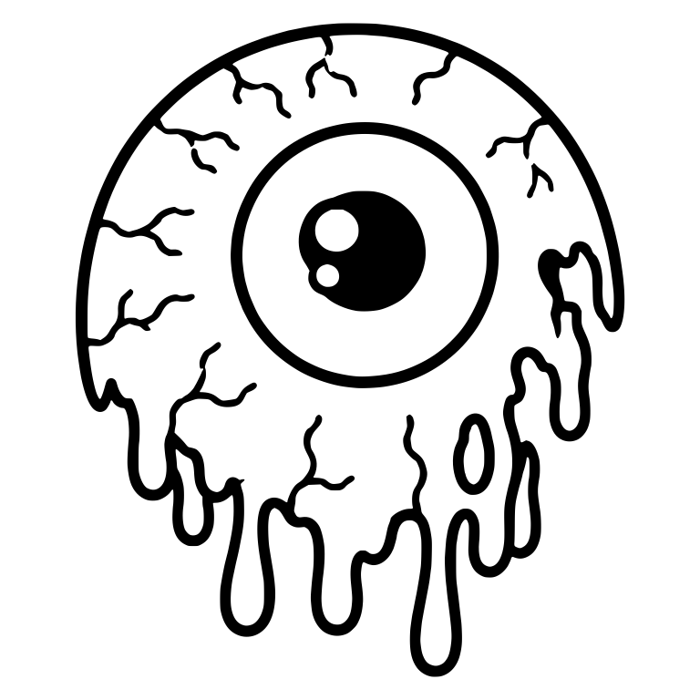 Melting Bloodshot Eyeball With Many Long Drips — free symbol SVG cut file