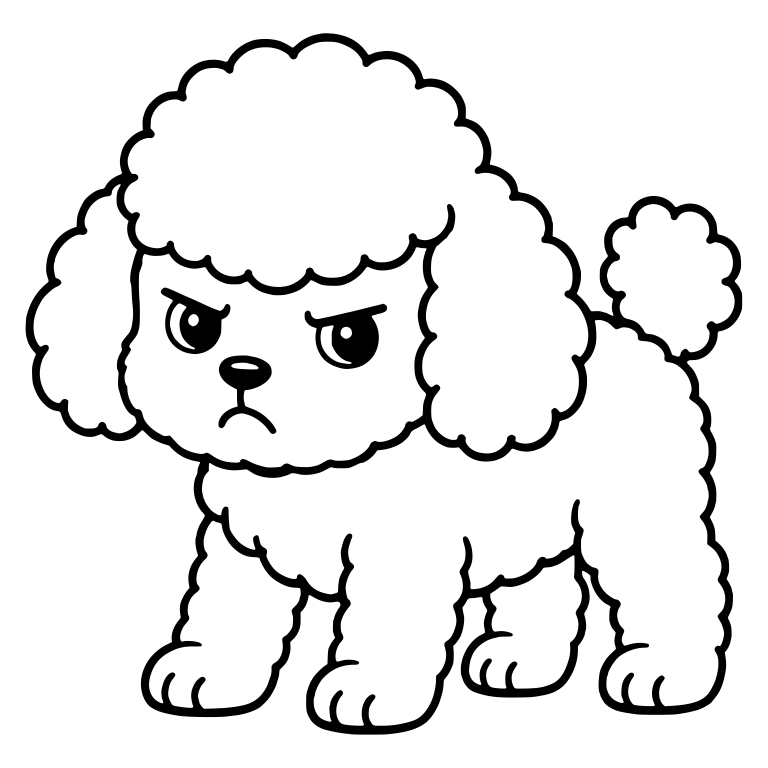 Grumpy Standing Toy Poodle Puppy with Furrowed Brows — free animal SVG cut file