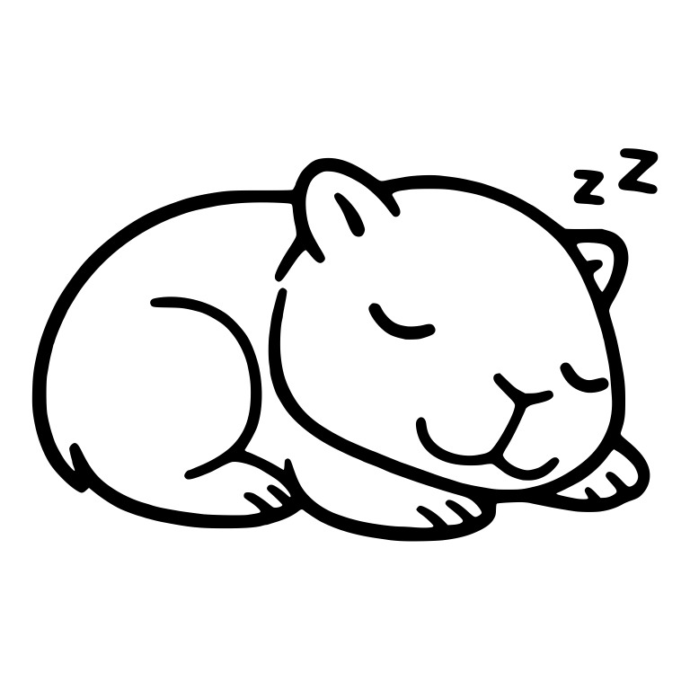 Sleeping Capybara Curled Up Under Little Zzz — free animal SVG cut file