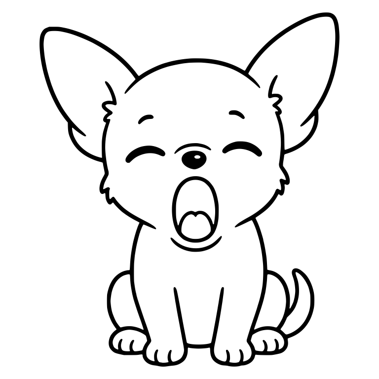 Sitting Chihuahua Puppy Yawning Wide, Front View — free animal SVG cut file