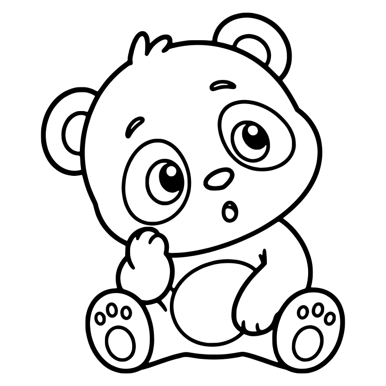 Shy Sitting Panda Cub with Arm Across Tummy — free animal SVG cut file