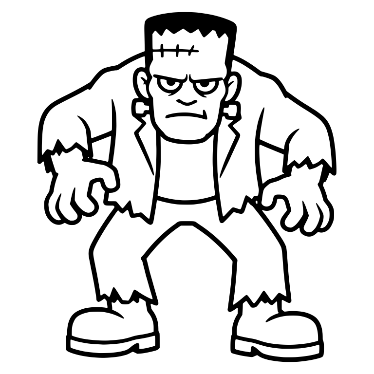 Hunched Grumpy Frankenstein Monster with Claw Hands — free fantasy-creature SVG cut file