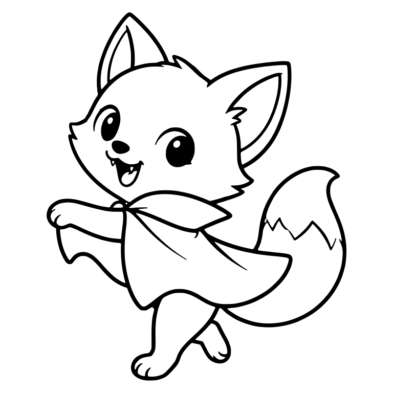Fox Cub Dancing in Short Vampire Cape — free animal SVG cut file