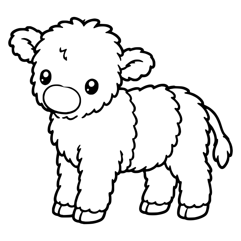 Fluffy Belted Calf Standing With Big Round Nose — free animal SVG cut file