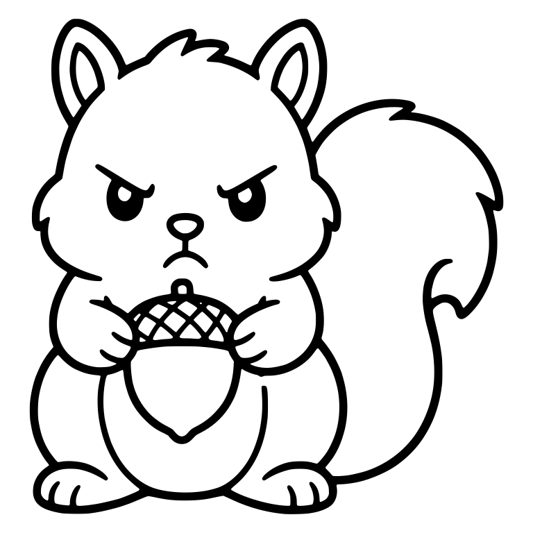 Grumpy Squirrel Clutching An Acorn With Both Paws — free animal SVG cut file