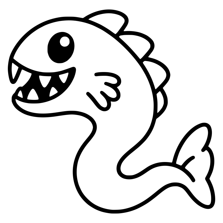 Toothy Sea Serpent with Curvy Body and Fins — free fantasy-creature SVG cut file