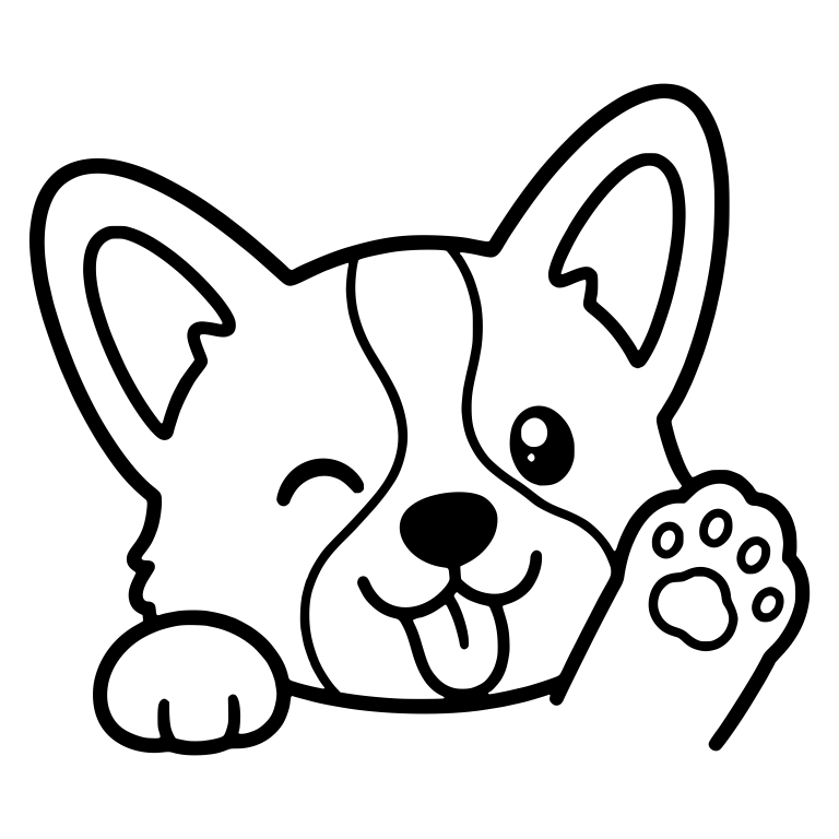 Winking Peeking Corgi Puppy Waving One Paw — free animal SVG cut file