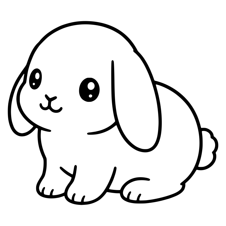 Holland Lop Bunny Sitting Sideways With Fluffy Tail — free animal SVG cut file