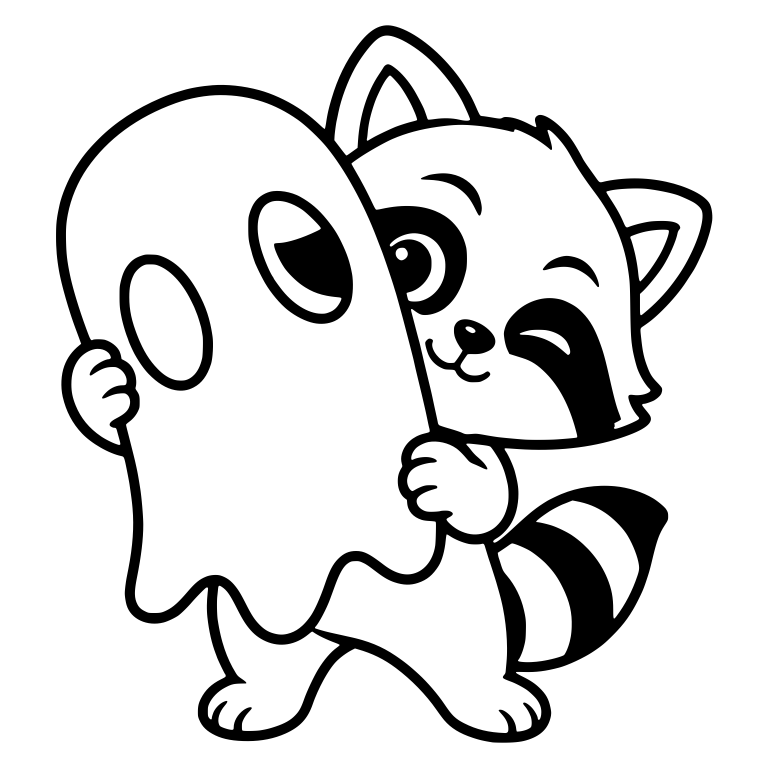 Winking Raccoon Peeking Behind Ghost Mask — free animal SVG cut file