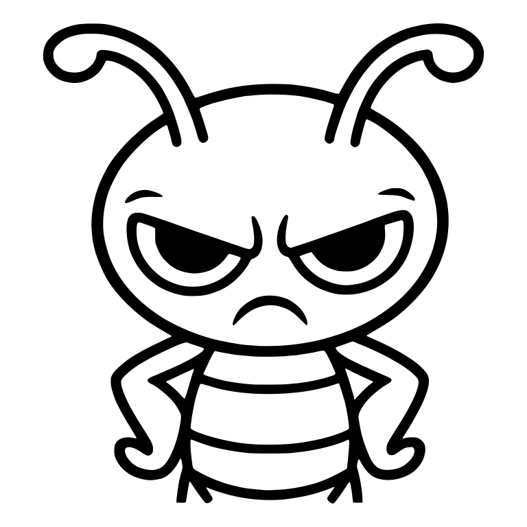 Grumpy Antenna Bug with Hands on Hips — free insect SVG cut file