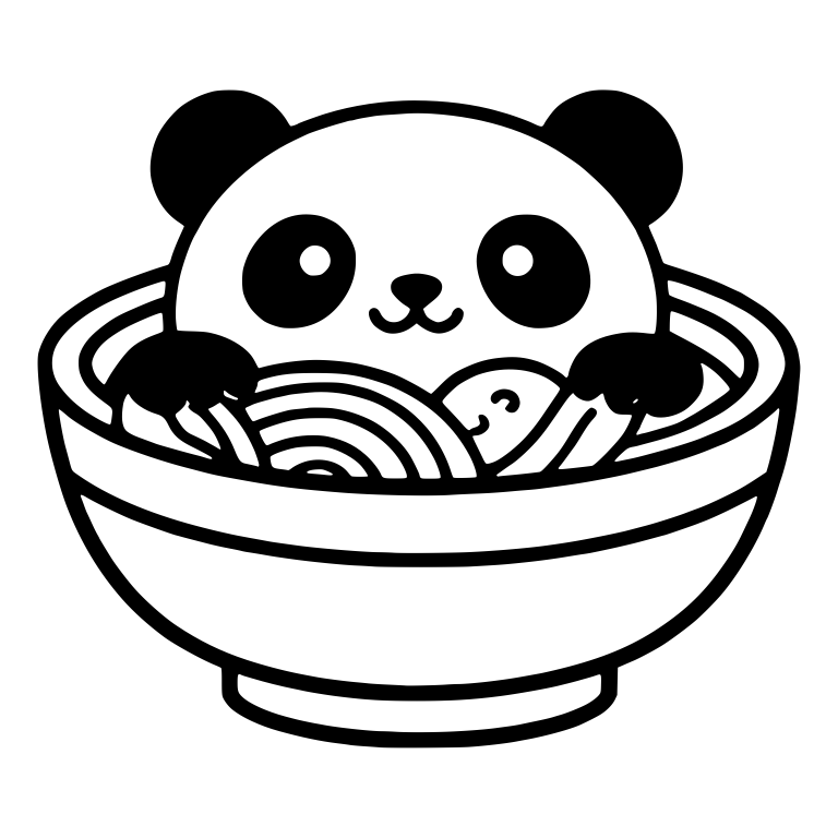 Panda with Paws Up in Swirled Noodle Bowl — free animal SVG cut file