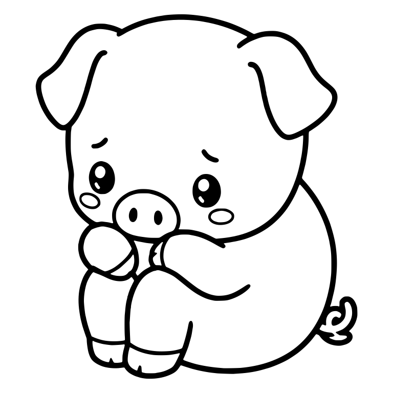 Shy Sitting Piglet Hugging Its Knees — free animal SVG cut file