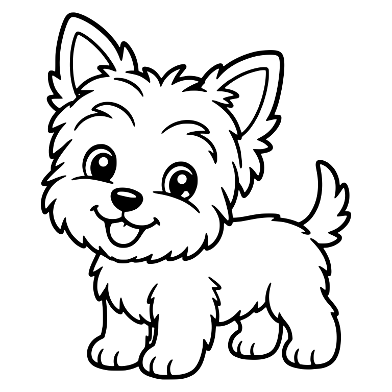 Happy Yorkie Puppy Standing With Tongue Out — free animal SVG cut file