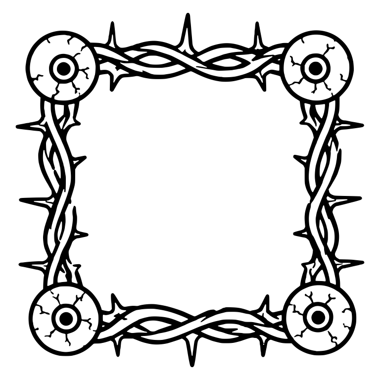 Thorn Vine Frame With Four Eyeball Corners — free symbol SVG cut file