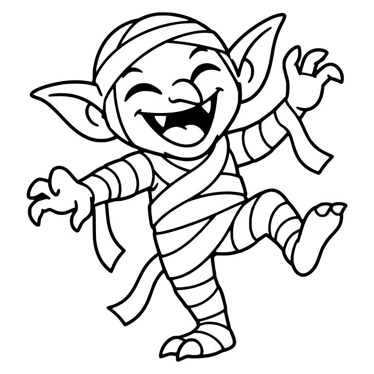 Laughing Mummy Goblin Dancing With One Foot Kicked Up — free fantasy-creature SVG cut file