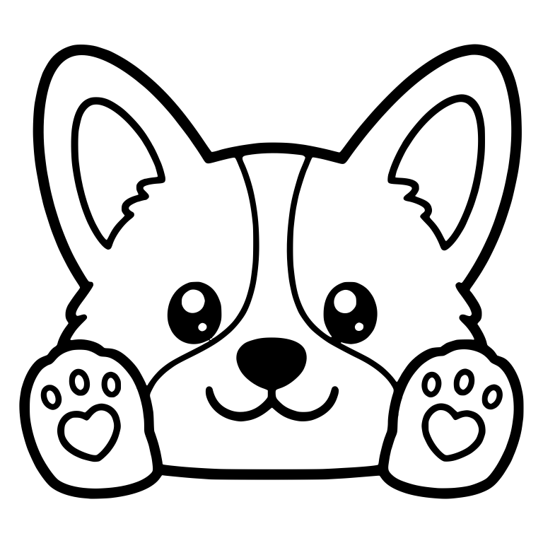 Peeking Corgi Puppy With Heart Paw Pads Raised — free animal SVG cut file