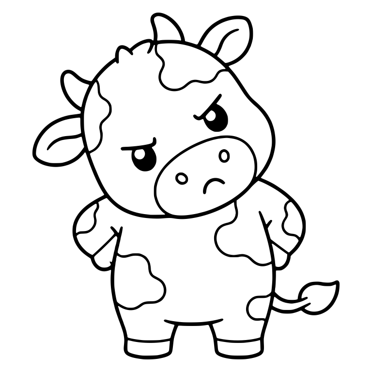 Cranky Spotted Cow Standing With Hands On Hips — free animal SVG cut file