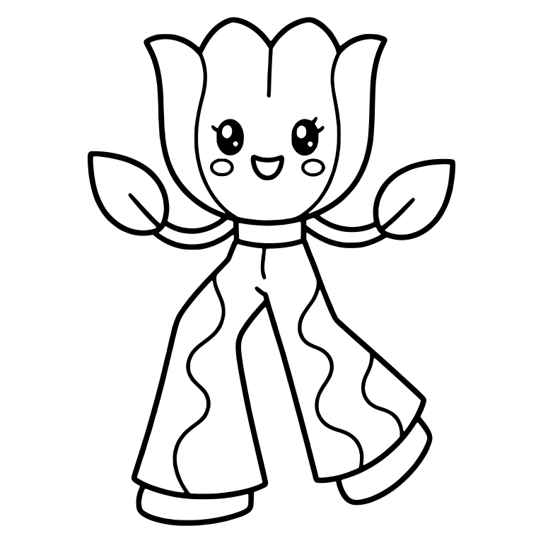 Tulip Character With Leaf Hands In Wavy Bell Bottoms — free characters SVG cut file