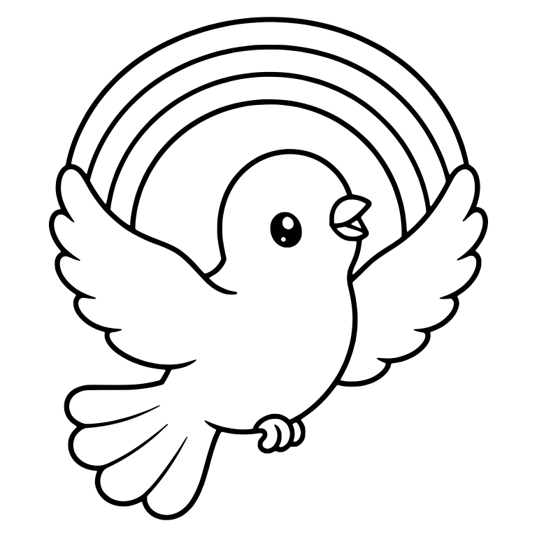 Flying Dove in Front of Rainbow Arch — free animal SVG cut file