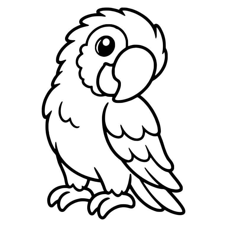Fluffy Standing Parrot with Tilted Head and Big Beak — free animal SVG cut file