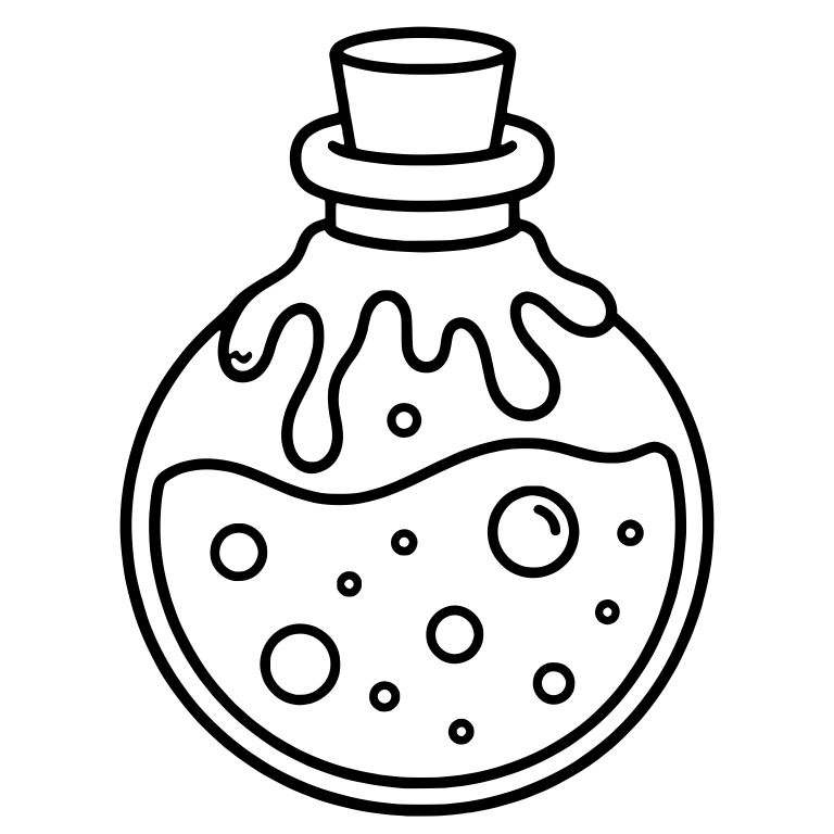 Round Potion Flask With Cork and Dripping Goo — free objects SVG
