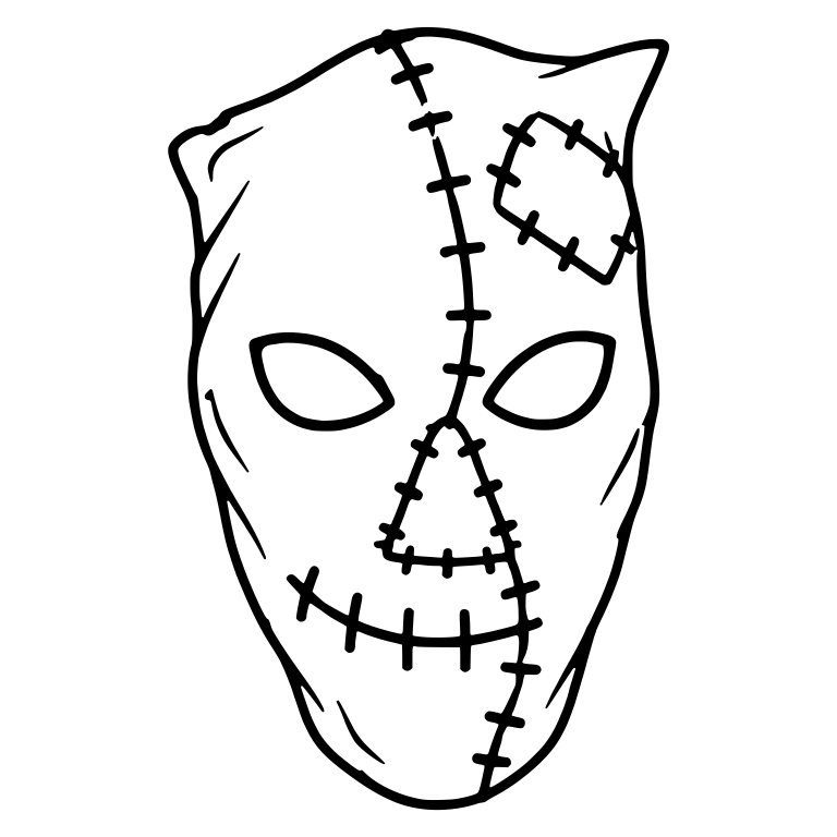 Hooded Sack Mask With Stitched Seam And Patch — free objects SVG cut file