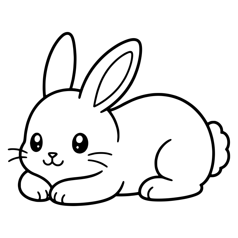 Kawaii Bunny Lying Down With Paws Tucked In — free animal SVG cut file