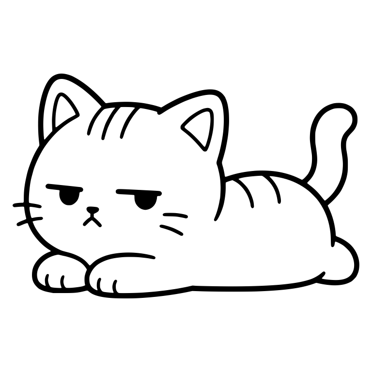 Unimpressed Tabby Kitten Lying Flat With Tail Up — free animal SVG cut file